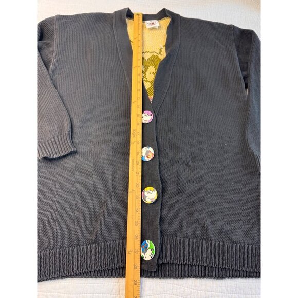 VTG Mickey & Co Black Knit Cardigan Mickey Mouse Buttons Back Graphic SZ L RARE! - Picture 8 of 14